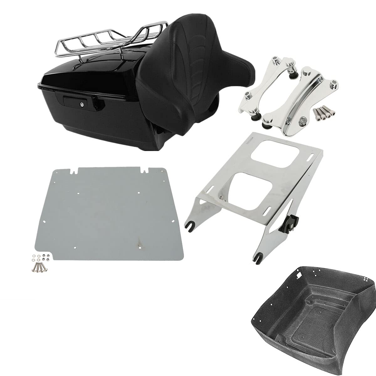 TCMT 13.7" King Motorcycle Trunk Backrest Pad Luggage Rack Base Plate Fit For Harley 2014-2025 Touring CVO Road King Road Glide Street Glide Electra Glide Pack