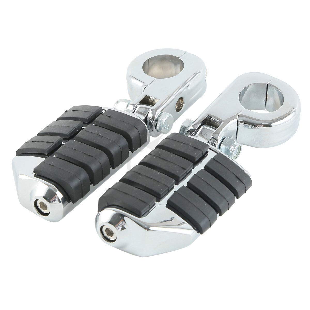 TCMT 1 1/4" Highway Engine Guard Streamliner Foot Pegs Clamp Fits For Harley Yamaha Kawasaki Suzuki Honda Black