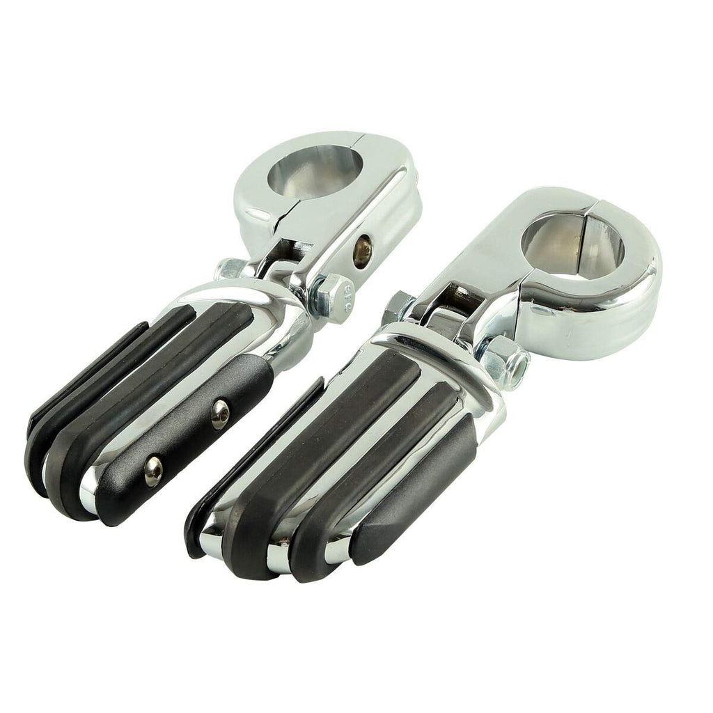 TCMT 1 1/4" Highway Engine Guard Streamliner Foot Pegs Clamp Fits For Harley Yamaha Kawasaki Suzuki Honda Black