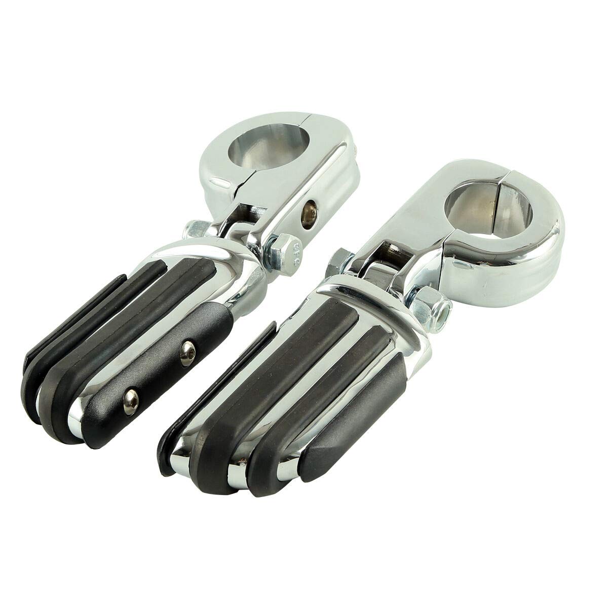 TCMT 1 1/4" Highway Engine Guard Streamliner Foot Pegs Clamp Fits For Harley Yamaha Kawasaki Suzuki Honda Black