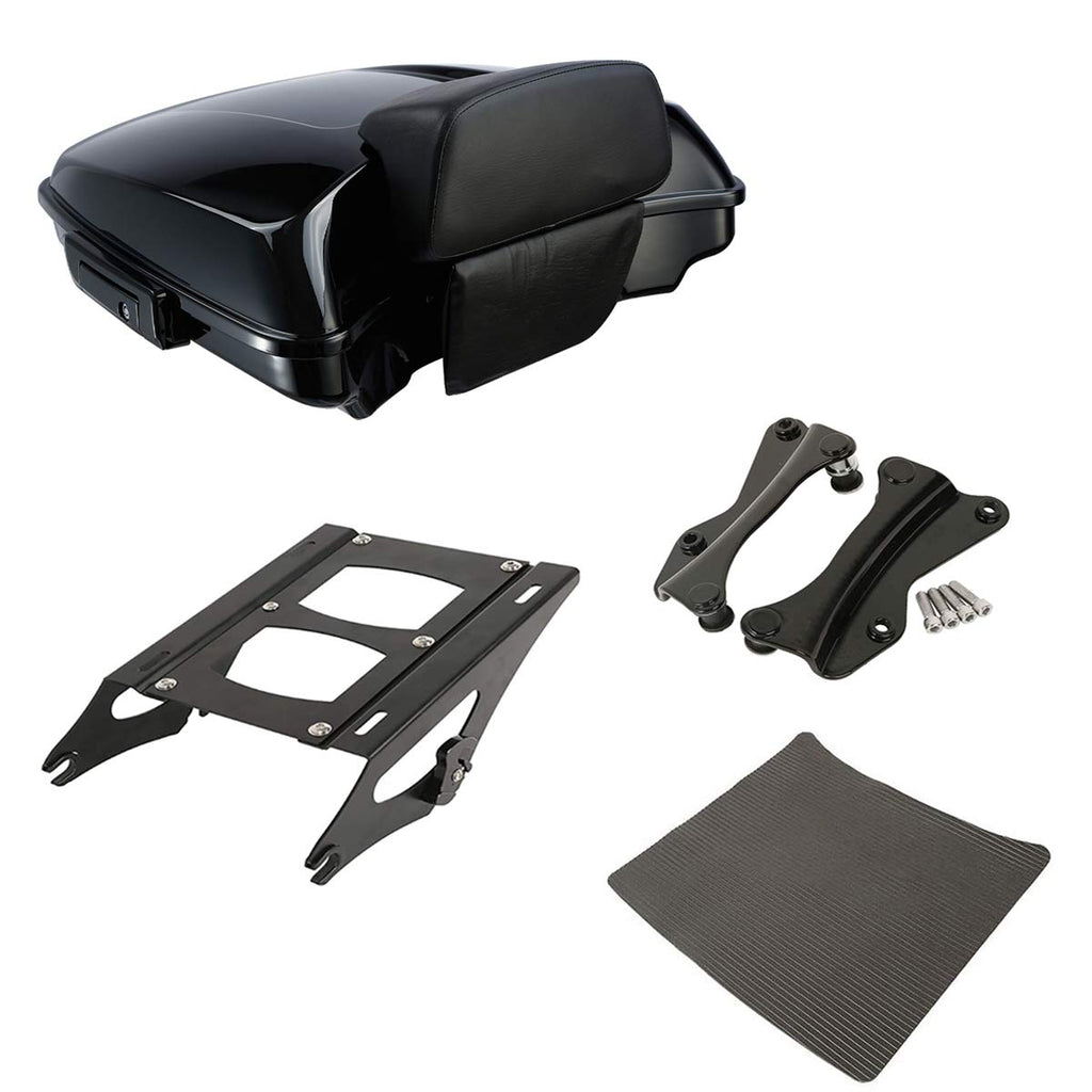 TCMT 5.5" Razor Motorcycle Trunk Box Backrest Two Up Mount Rack Base Plate Fit For Harley Touring 2014-2025 CVO Road King Road Glide Street Glide Electra Glide Pack