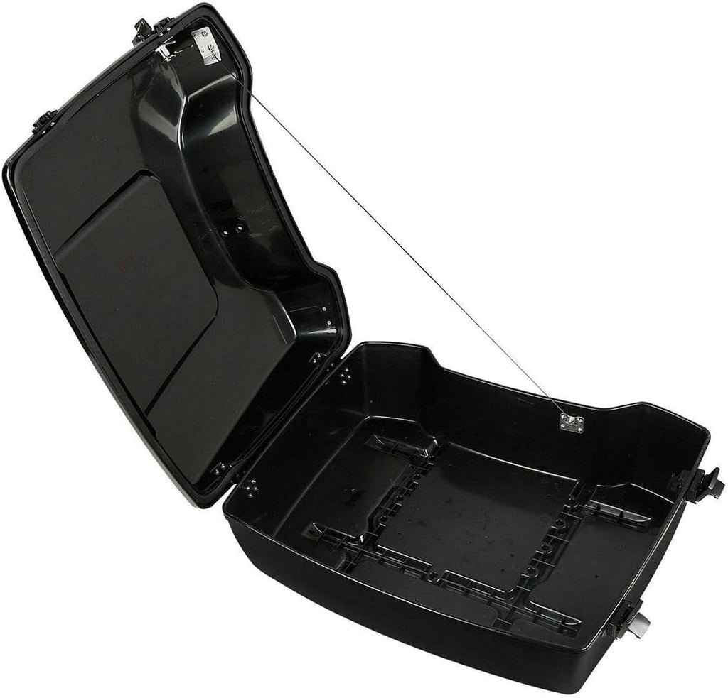 TCMT 10.7" Black Latches Chopped Motorcycle Trunk Box Backrest Pad Mount Rack Fit For Harley Touring 1997-2008 Road King Road Street Electra Glide Pack