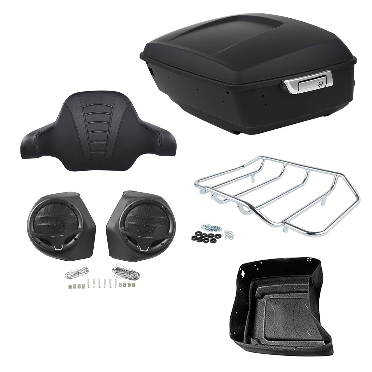 TCMT 13.7" King Motorcycle Trunk Box W/Latches Brake TailLight Base Plate Fit For Harley 2014-2025 Touring CVO Road King Road Glide Street Glide Electra Glide Pack