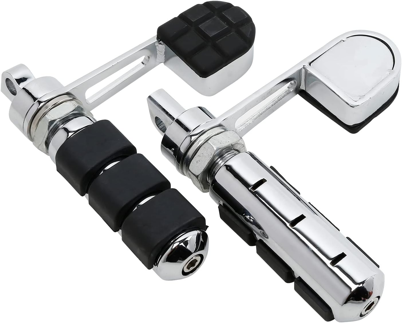 TCMT Anti Vibration Stirrup Heel Support Footpegs Fits For Harley Dyna Super Glide Wide Glide Street Bob Fat Bob Low Rider Heritage Softail Night Train Deluxe Sportster XL1200 XL883 (Chrome)