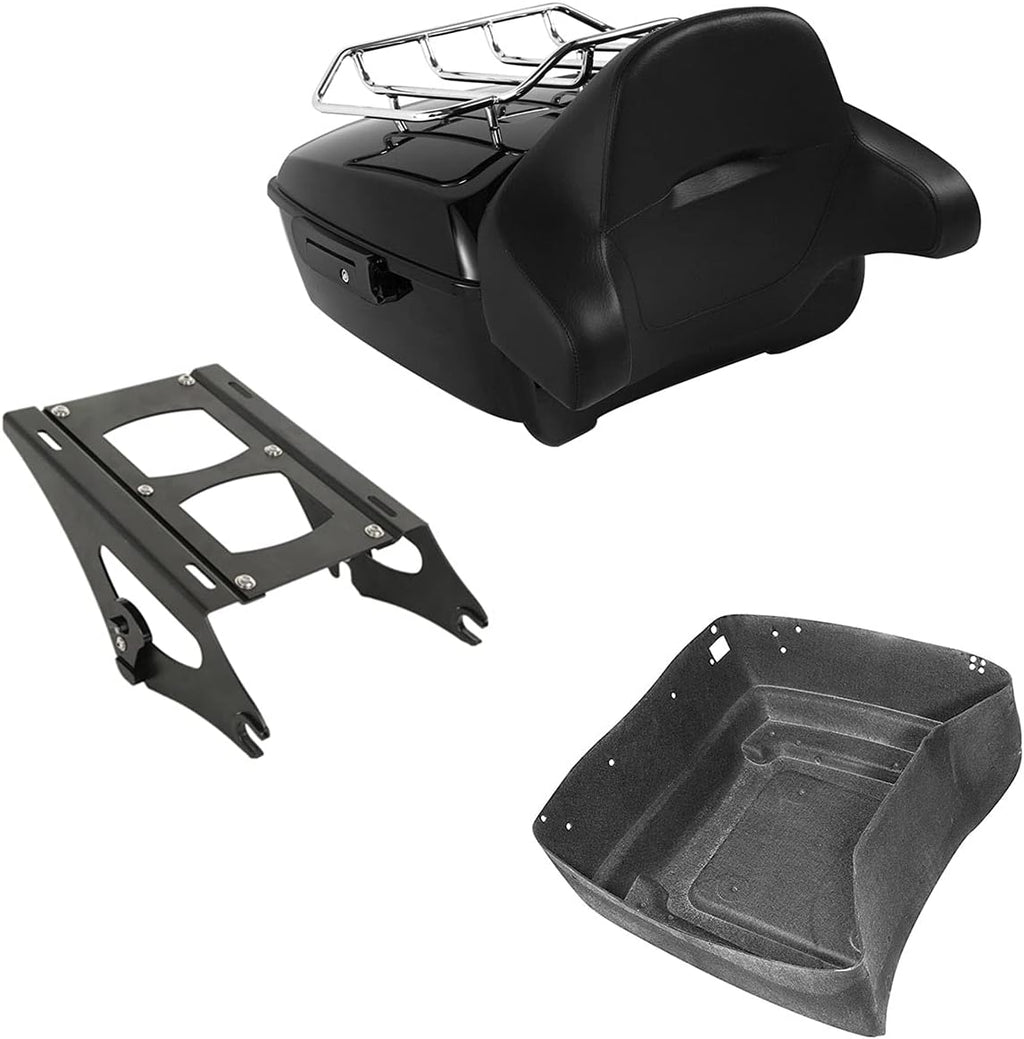 TCMT 13.7" King Motorcycle Trunk Backrest Pad Luggage Rack Two Up Mount Rack Fit For Harley 2014-2025 Touring CVO Road King Road Glide Street Glide Electra Glide Pack