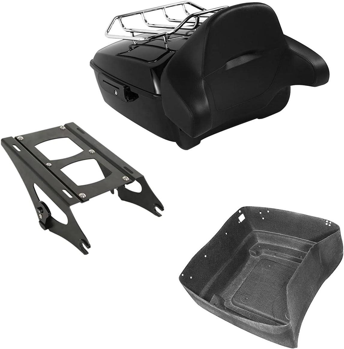 TCMT 13.7" King Motorcycle Trunk Backrest Pad Luggage Rack Two Up Mount Rack Fit For Harley 2014-2025 Touring CVO Road King Road Glide Street Glide Electra Glide Pack
