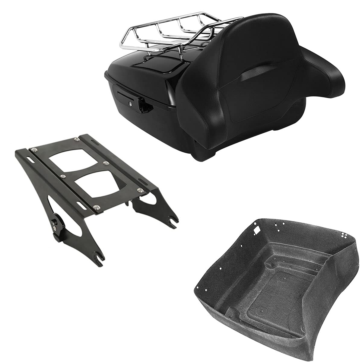 TCMT 13.7" King Motorcycle Trunk Backrest Pad Luggage Rack 2 Up Mounting Rack Base Plate Fit For Harley 2014-2025 Touring CVO Road King Road Glide Street Glide Electra Glide Pack