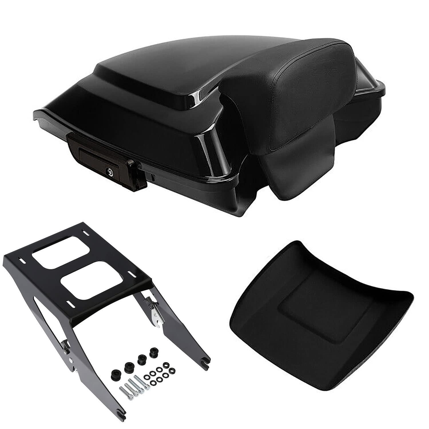 TCMT 5.5" Razor Motorcycle Trunk Box Backrest Pad Mounting Rack Fit For Harley 2014-2025 Touring Road King Street Road Electra Glide Pack
