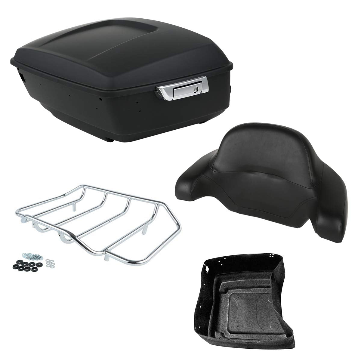 TCMT 13.7" King Motorcycle Trunk Box W/Latches Brake TailLight Base Plate Fit For Harley 2014-2025 Touring CVO Road King Road Glide Street Glide Electra Glide Pack