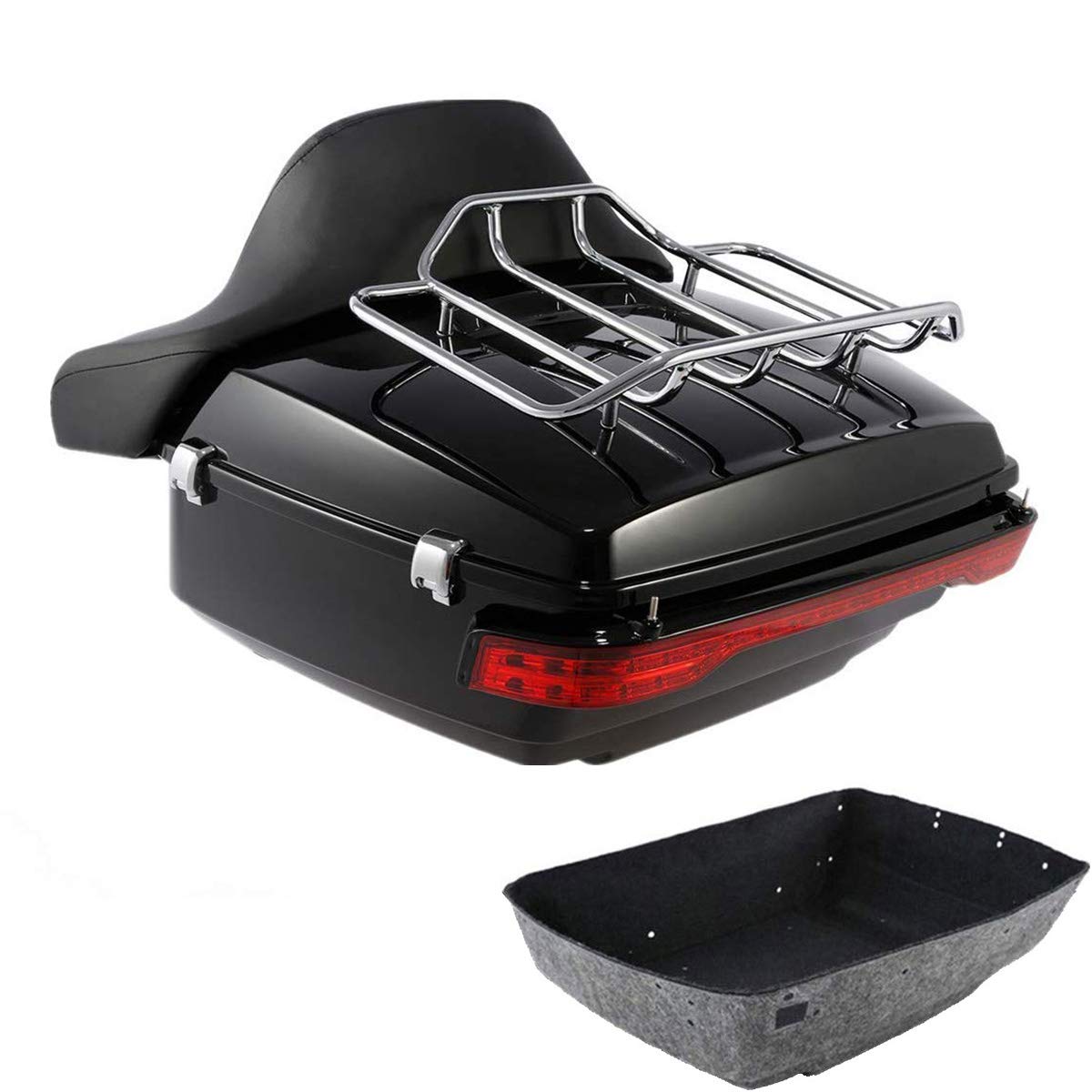 TCMT 13.7" King Motorcycle Trunk Box Wrap-Around Backrest Speakers Taillight Fit For Harley 2014-2025 Touring CVO Road King Road Glide Street Glide Electra Glide Pack