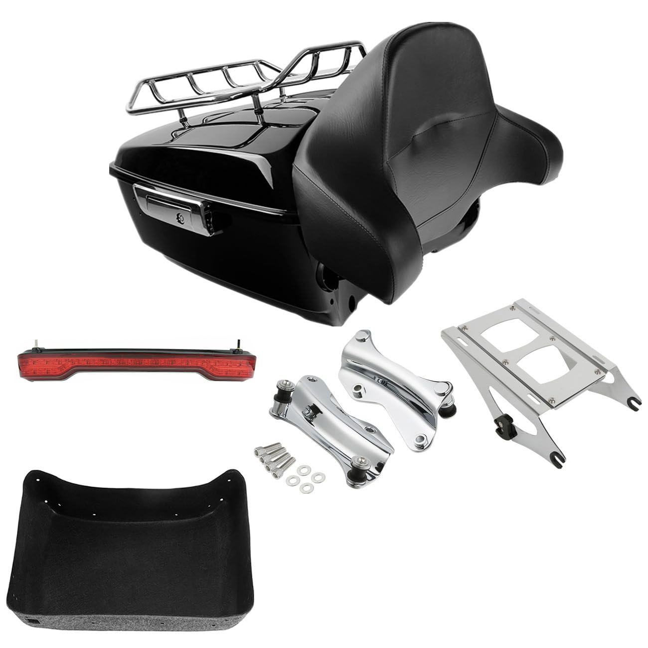 TCMT 13.7" King 2014-2025 Motorcycle Trunk Backrest Pad Luggage Rack Speakers Taillight Fit For Harley Trunk Touring CVO Road King Road Glide Street Glide Electra Glide Pack