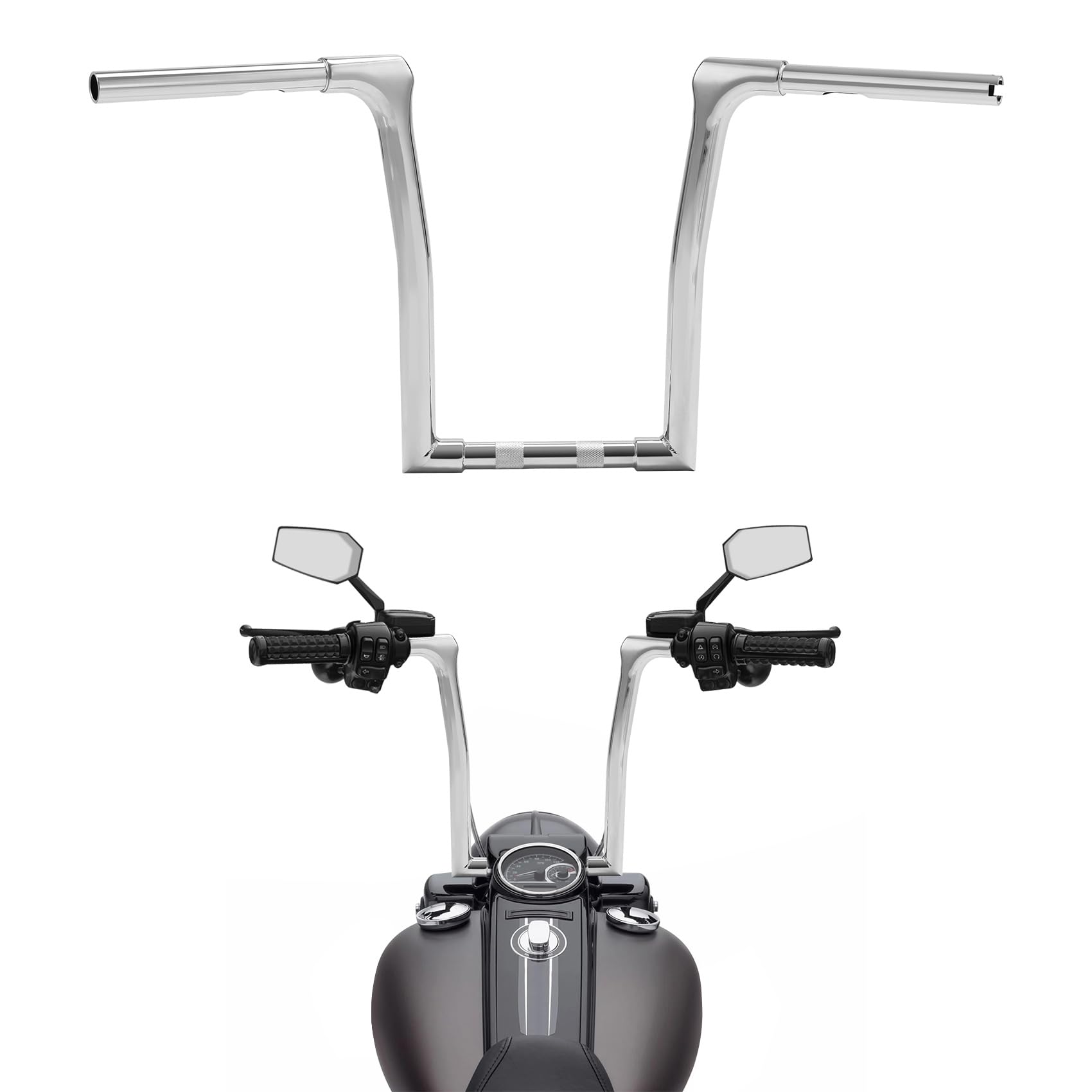 TCMT 10" Rise Ape Hangers 1 1/4" Handlebar Fit For Harley Softail Street Bob 2018-24