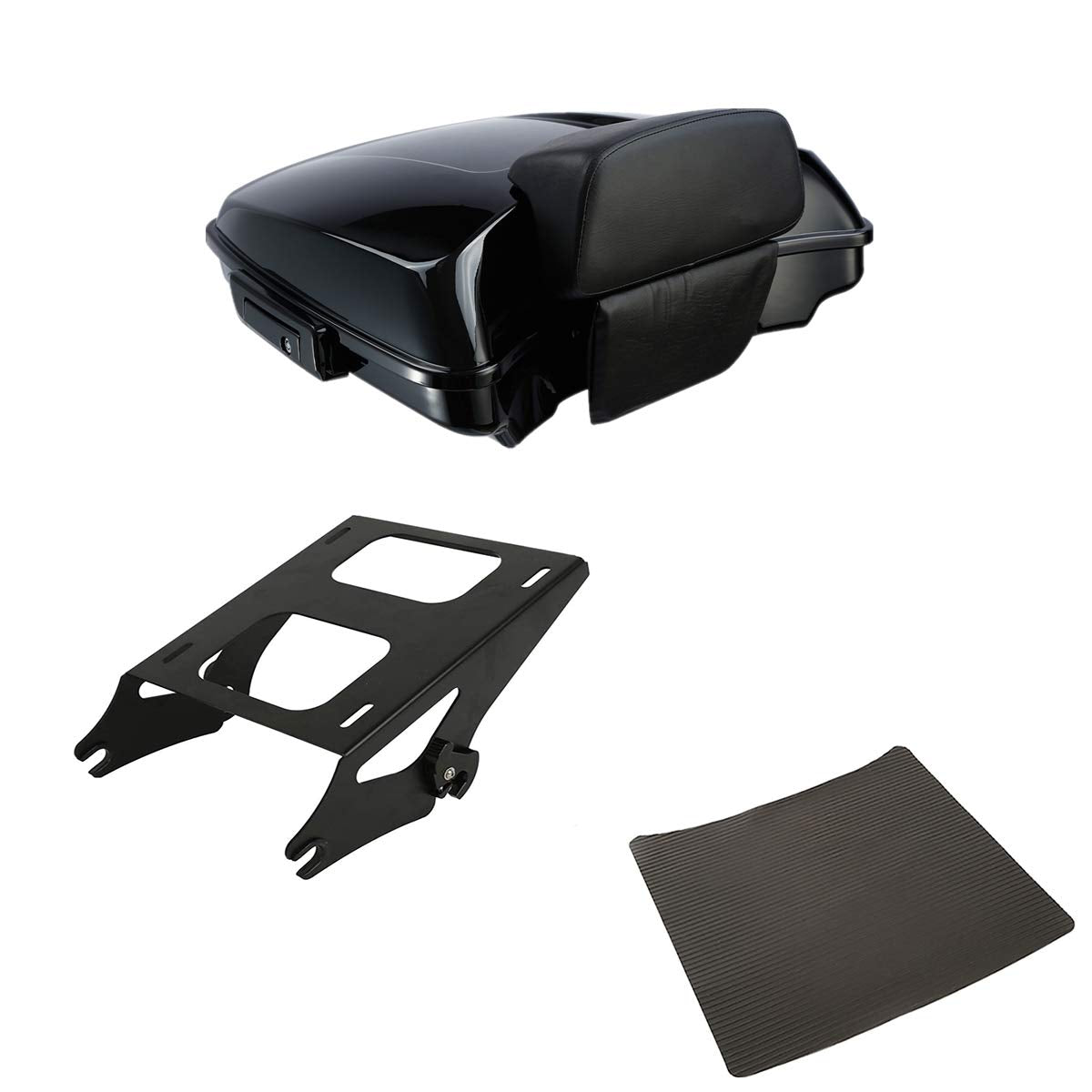 TCMT 5.5" Razor Motorcycle Trunk Box Backrest Two Up Mount Rack Base Plate Fit For Harley Touring 2014-2025 CVO Road King Road Glide Street Glide Electra Glide Pack