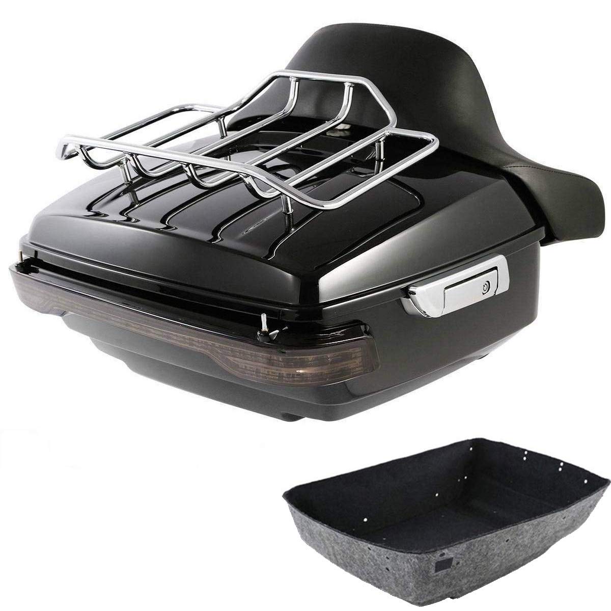 TCMT 13.7" King Motorcycle Trunk Box Wrap-Around Backrest Taillight Fit For Harley 2014-2025 Touring CVO Road King Road Glide Street Glide Electra Glide Pack