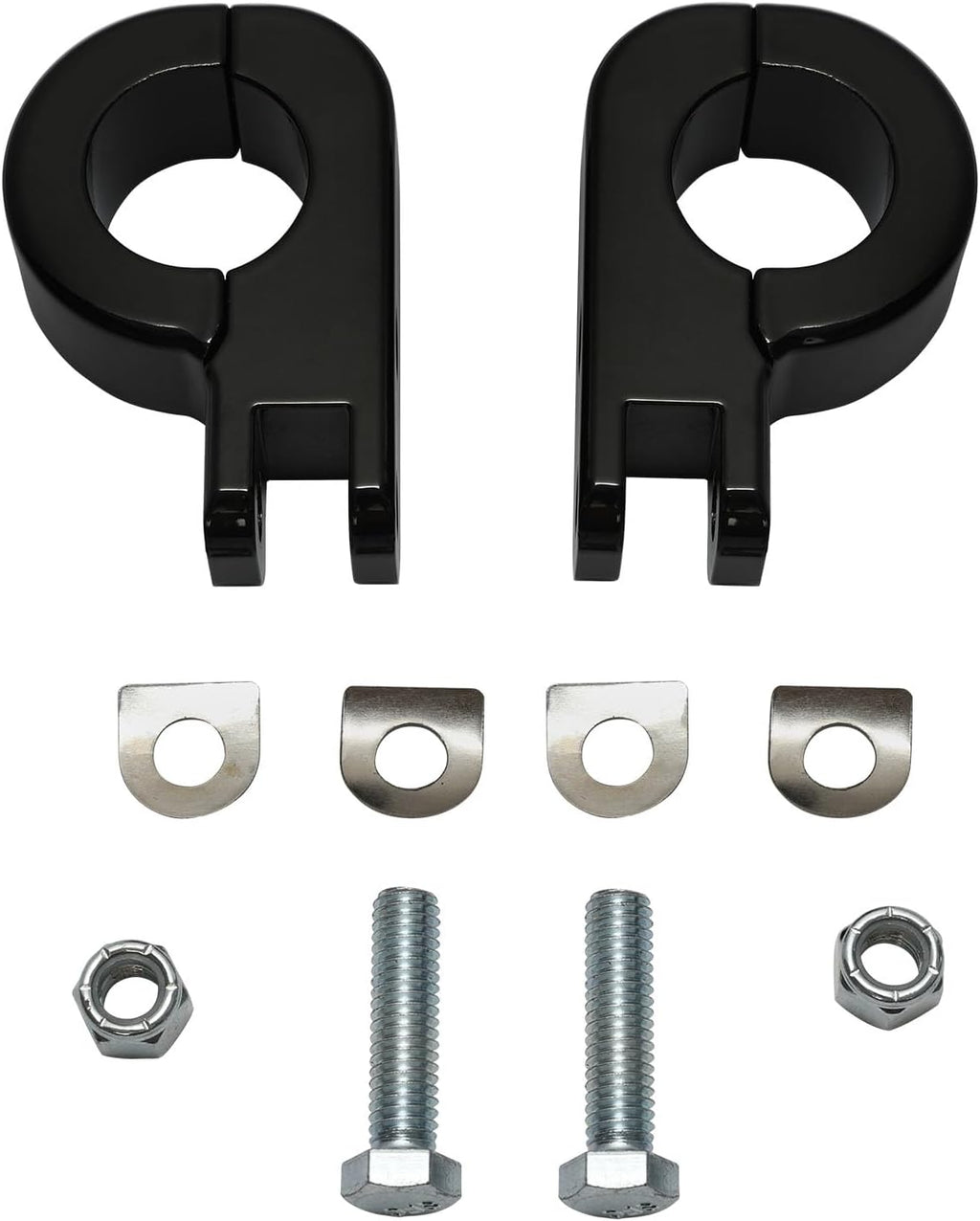 TCMT 32mm 1 1/4" Highway Engine Guard Bar Highway Footpegs Mount Kit - Aluminum - Black - Universal Fit - Front - Fits Harley Touring, Road King, Street Glide, Electra Glide & More