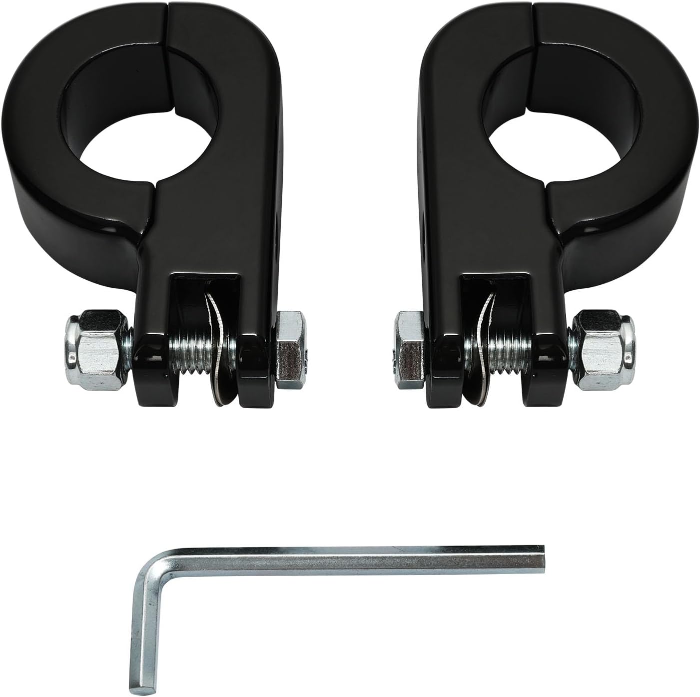 TCMT 32mm 1 1/4" Highway Engine Guard Bar Highway Footpegs Mount Kit - Aluminum - Black - Universal Fit - Front - Fits Harley Touring, Road King, Street Glide, Electra Glide & More