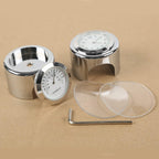 TCMT 7/8" 1" Motorcycle Handlebar Chrome White Dial Clock + White Temp Thermometer Waterproof Fits For Kawasaki VN Cruiser