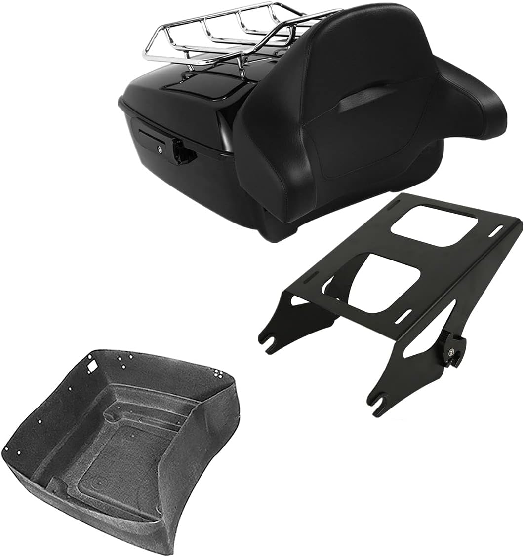 TCMT 13.7" King Motorcycle Trunk Backrest Pad Luggage Rack Two Up Mount Rack Fit For Harley 2014-2025 Touring CVO Road King Road Glide Street Glide Electra Glide Pack