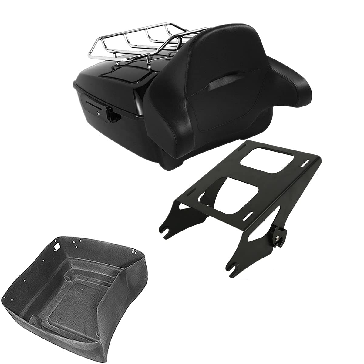 TCMT 13.7" King Motorcycle Trunk Backrest Pad Luggage Rack Two Up Mount Rack Base Plate Docking Fit For Harley 2014-2025 Touring CVO Road King Road Glide Street Glide Electra Glide Pack
