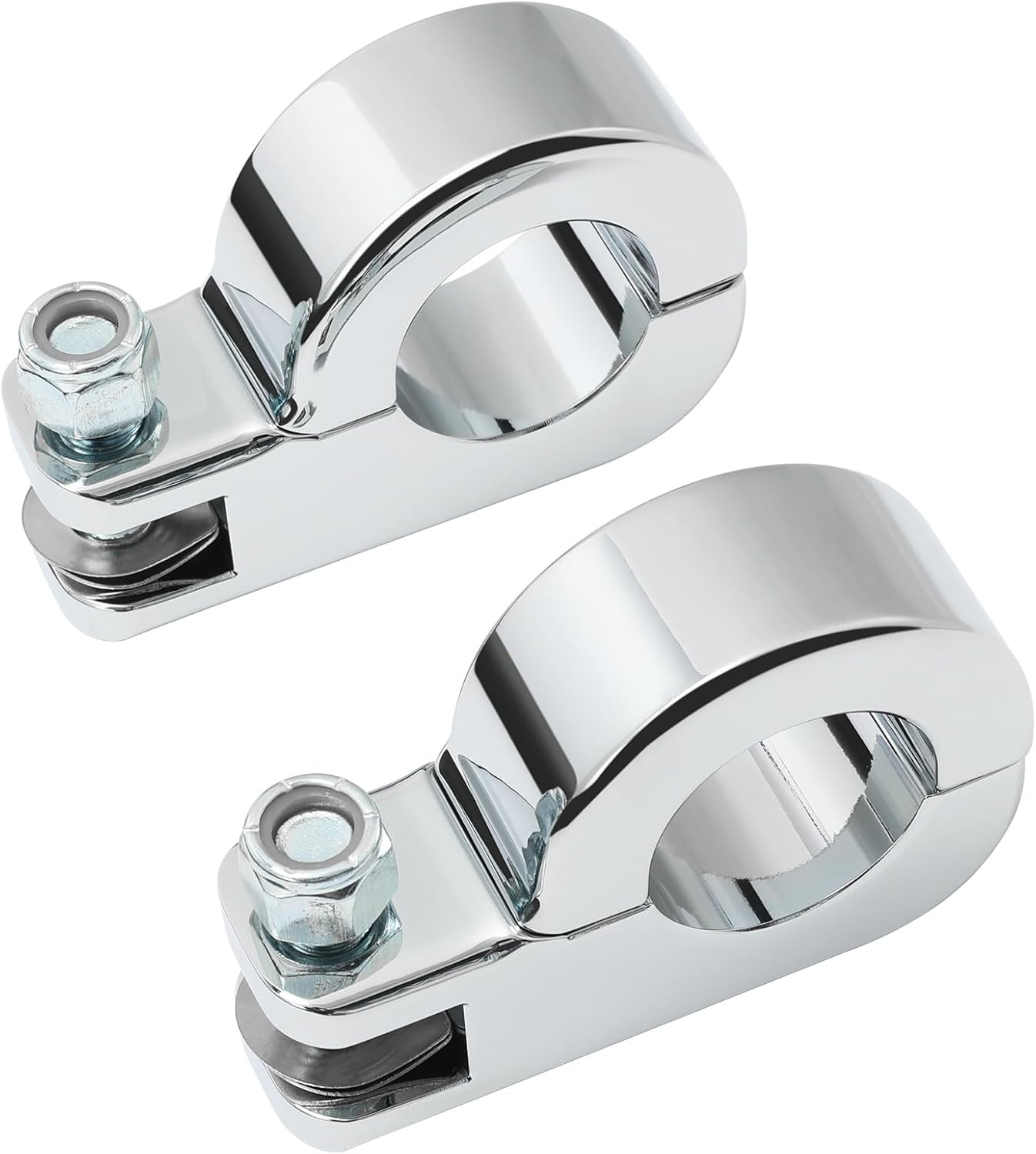 TCMT Chrome Foot Pegs Foot rest Mounting P-Clamp Footpeg Footrest Set Fits For Harley-Davidson 1 1/4"(32mm) highway bars