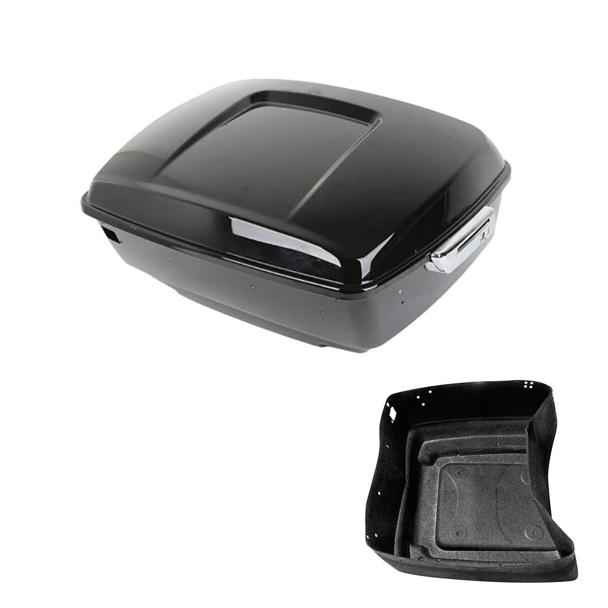 TCMT 13.7" King Motorcycle Trunk Box Black Latches Fits For Harley 2014-2025 Touring CVO Road King Road Glide Street Glide Electra Glide Pack