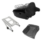 TCMT 13.7" King Motorcycle Trunk Backrest Pad Luggage Rack 2 Up Mounting Rack Base Plate Fit For Harley 2014-2025 Touring CVO Road King Road Glide Street Glide Electra Glide Pack