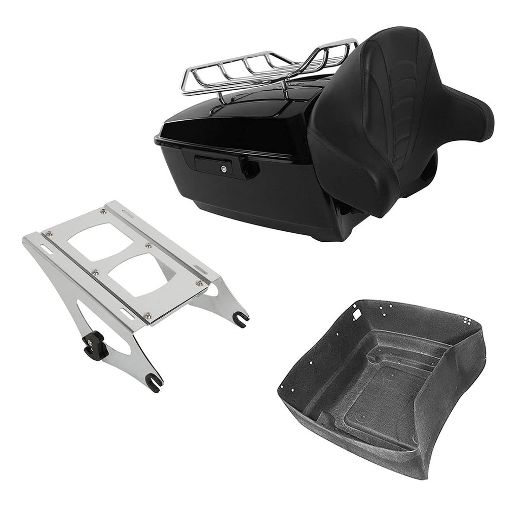 TCMT 13.7" King Motorcycle Trunk Backrest Pad Luggage Rack Two Up Mount Rack Base Plate Docking Fit For Harley 2014-2025 Touring CVO Road King Road Glide Street Glide Electra Glide Pack
