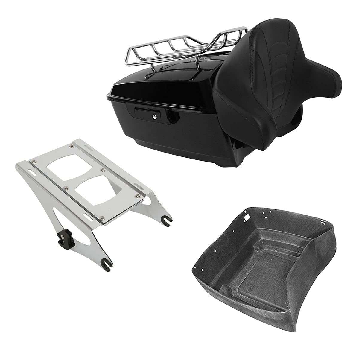 TCMT 13.7" King Motorcycle Trunk Backrest Pad Luggage Rack Two Up Mount Rack Base Plate Docking Fit For Harley 2014-2025 Touring CVO Road King Road Glide Street Glide Electra Glide Pack