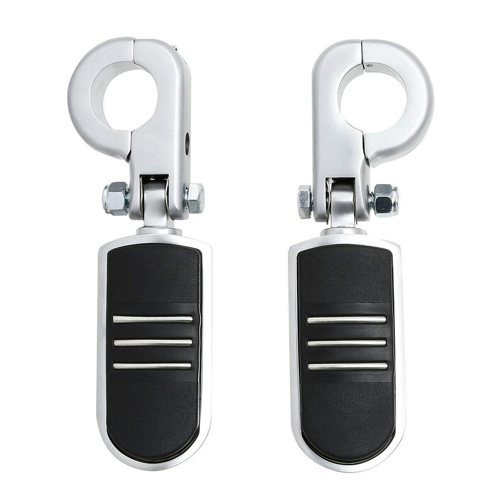 TCMT Chrome Foot Pegs Foot rest Mounting P-Clamp Footpeg Footrest Set Fits For Harley-Davidson 1 1/4"(32mm) highway bars