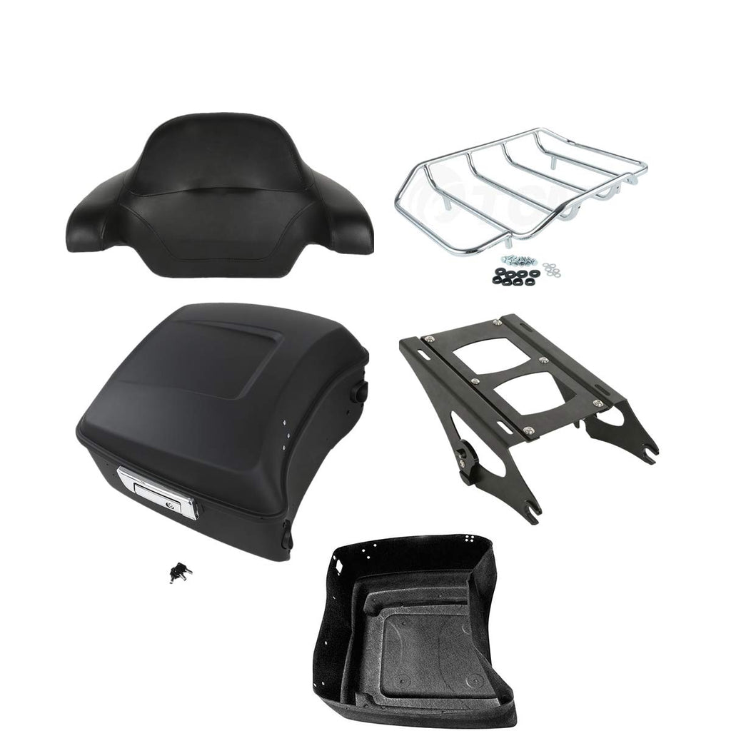 TCMT 13.7" King Motorcycle Trunk Box W/Latches Brake TailLight Base Plate Fit For Harley 2014-2025 Touring CVO Road King Road Glide Street Glide Electra Glide Pack