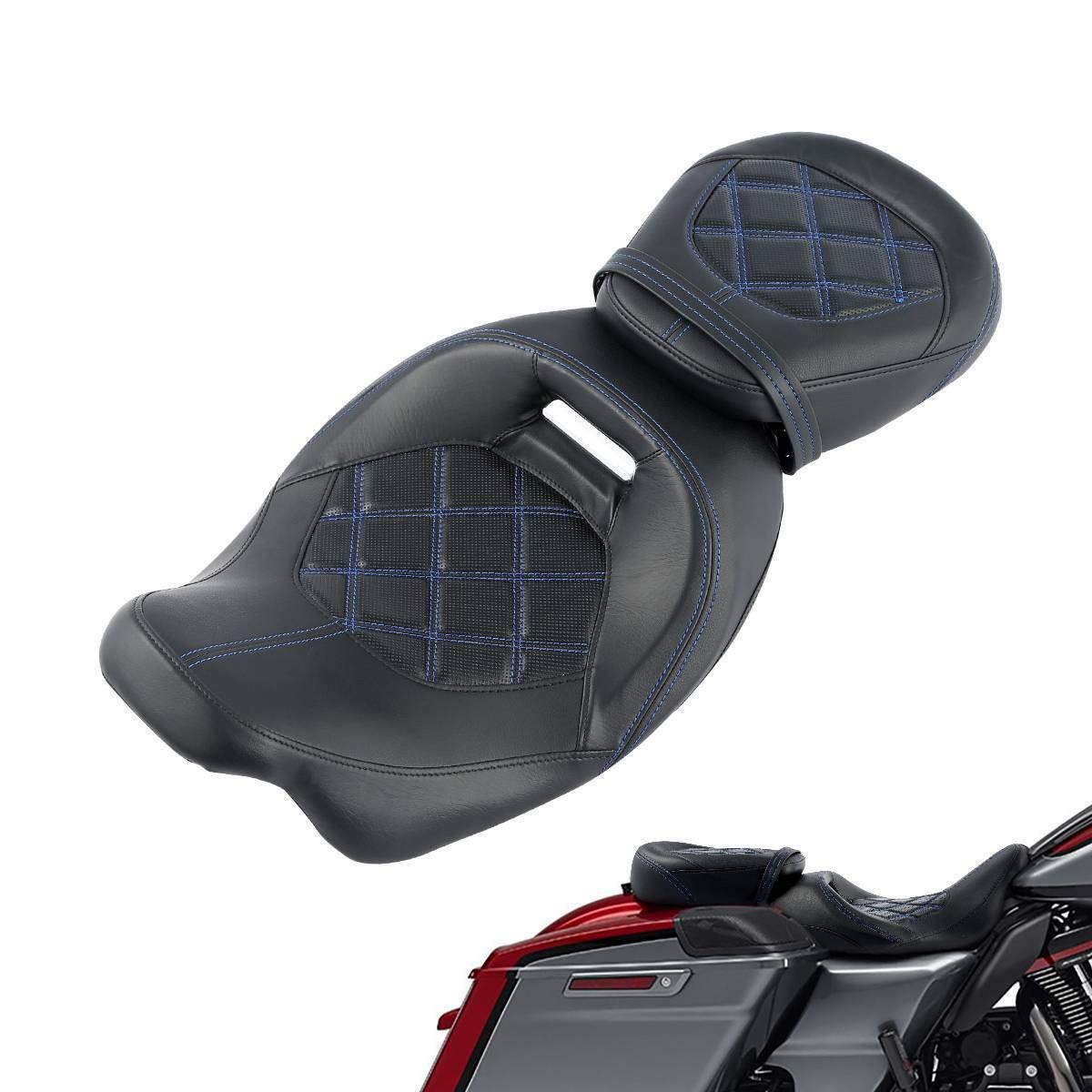 2-Up Rider and Passenger Seat Low Profile Seat Fit For Harley 2009-2023 Touring Street Glide Road King Road Glide