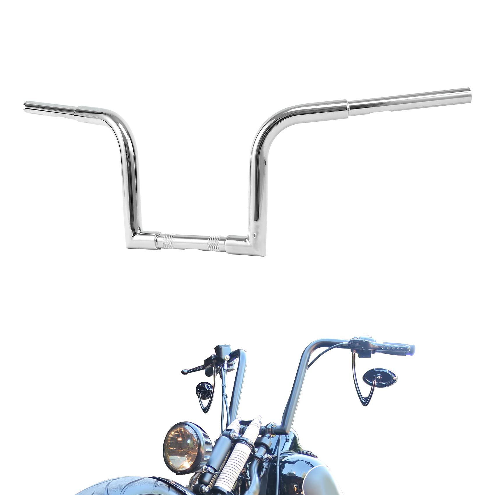 TCMT Ape Hanger Bar Fat 1-1/4" 12" Rise Handlebar Fits For Harley FLST FXST Softail Slim Heritage Fat Boy Deluxe Sportster XL 883 1200 Dyna Super Glide Wide Glide Low Rider Fat Bob Custom Application