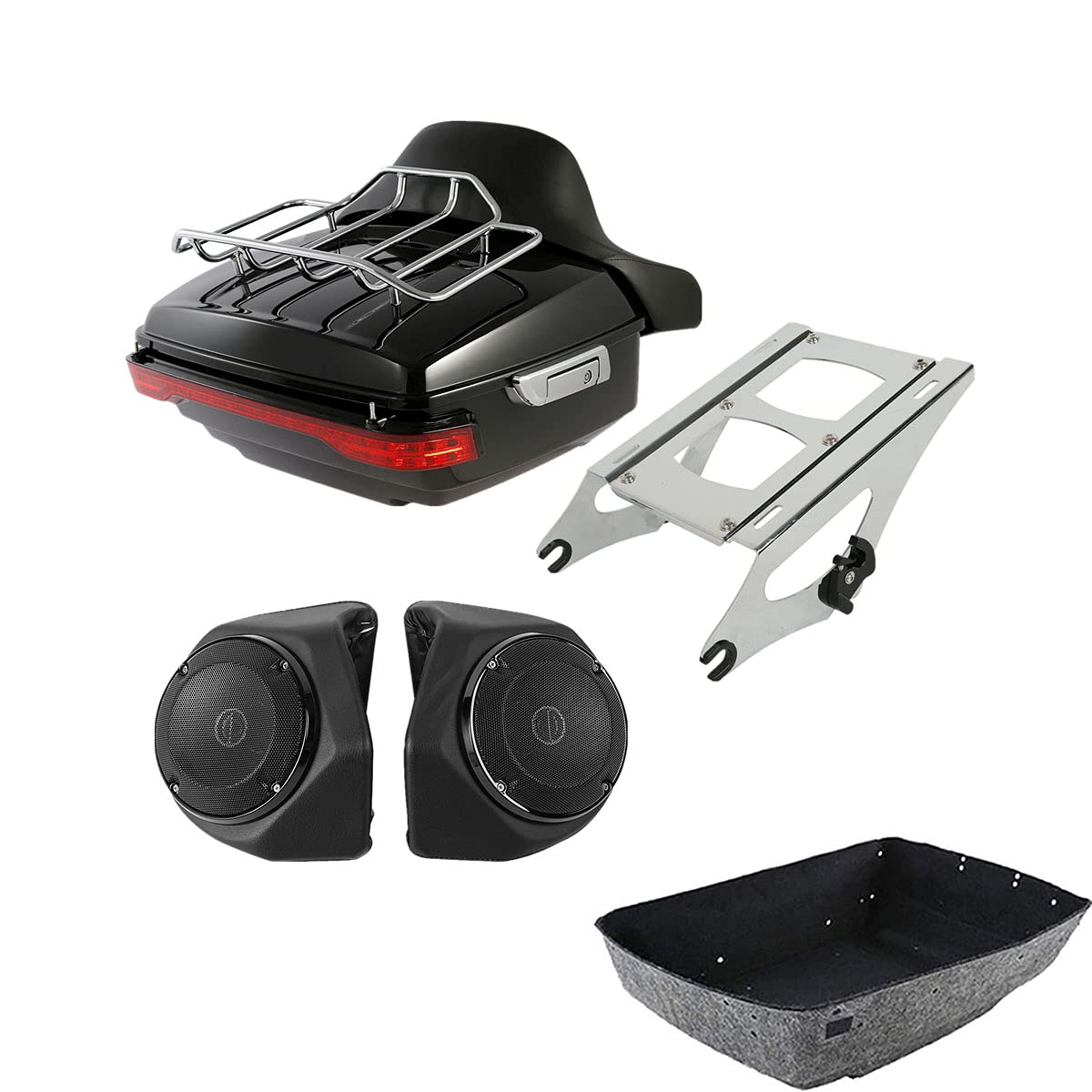 TCMT 13.7" King 2014-2025 Motorcycle Trunk Backrest Pad Luggage Rack Speakers Taillight Fit For Harley Trunk Touring CVO Road King Road Glide Street Glide Electra Glide Pack