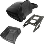 TCMT 13.7" King Motorcycle Trunk Backrest Pad 2 Up Mounting Rack Fit For Harley 2014-2025 Touring CVO Road King Road Glide Street Glide Electra Glide Pack