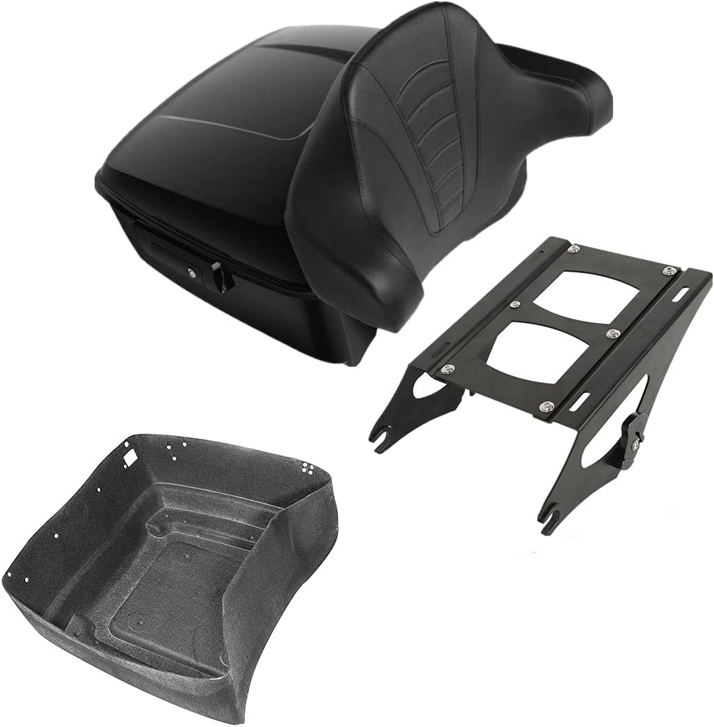 TCMT 13.7" King Motorcycle Trunk Backrest Pad 2 Up Mounting Rack Fit For Harley 2014-2025 Touring CVO Road King Road Glide Street Glide Electra Glide Pack