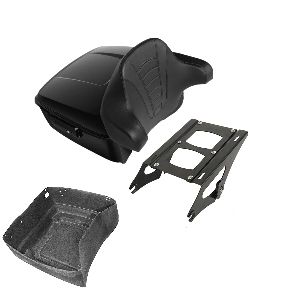 TCMT 13.7" King Motorcycle Trunk Backrest Pad Luggage Rack 2 Up Mounting Rack Base Plate Docking Fit For Harley 2014-2025 Touring CVO Road King Road Glide Street Glide Electra Glide Pack