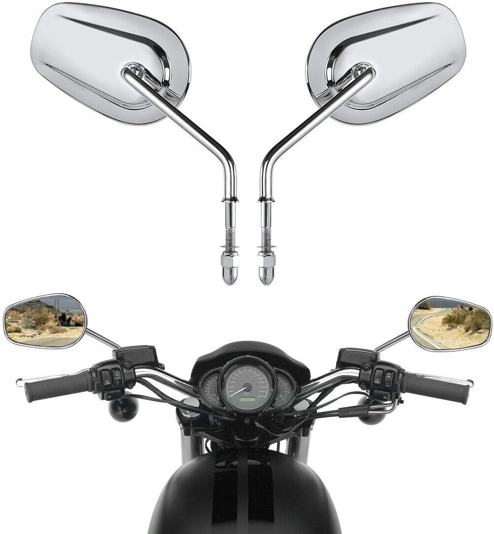 TCMT 8mm Chrome Rear View Mirrors Fits For Harley Touring Road King CVO Road Street Tri Glide Sportster XL1200 XL883 XG500 XG750 Heritage Softail Street Bob