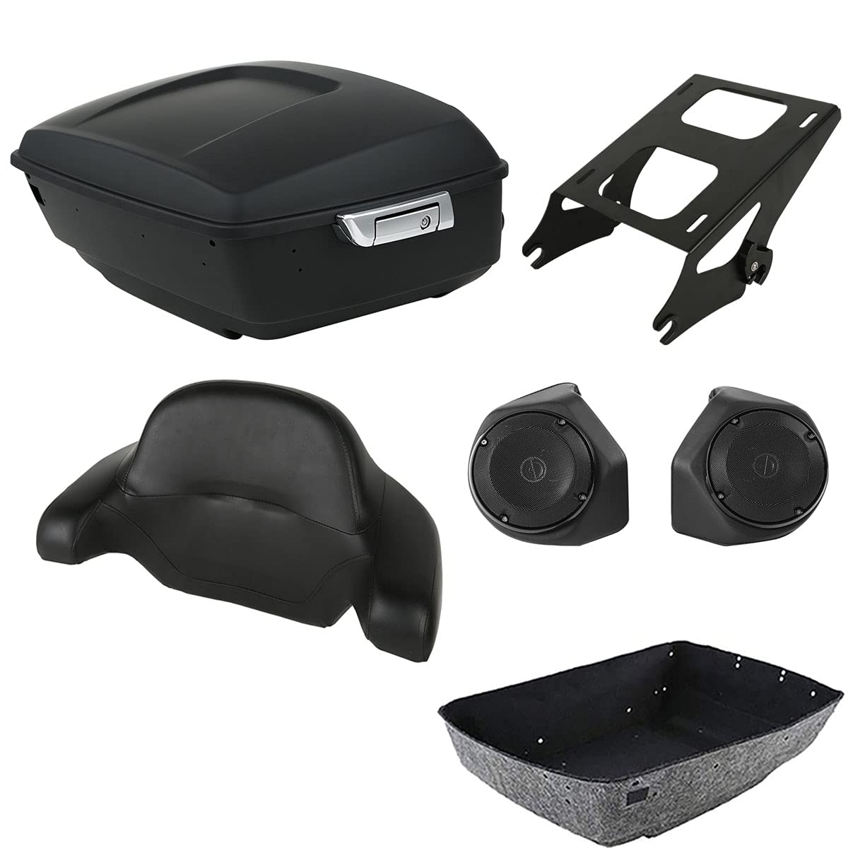 TCMT 13.7" King 2014-2025 Motorcycle Trunk Backrest Pad Top Luggage Rack Speakers Fit For Harley Touring CVO Road King Street Electra Glide Ultra Limited Pack