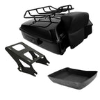 TCMT 10.7" Black Latches Chopped Motorcycle Trunk Backrest Pad Smoke LED Tail Light Fit For Harley 2014-2025 Street Glide Road King Electra Glide Ultra-Classic Pack