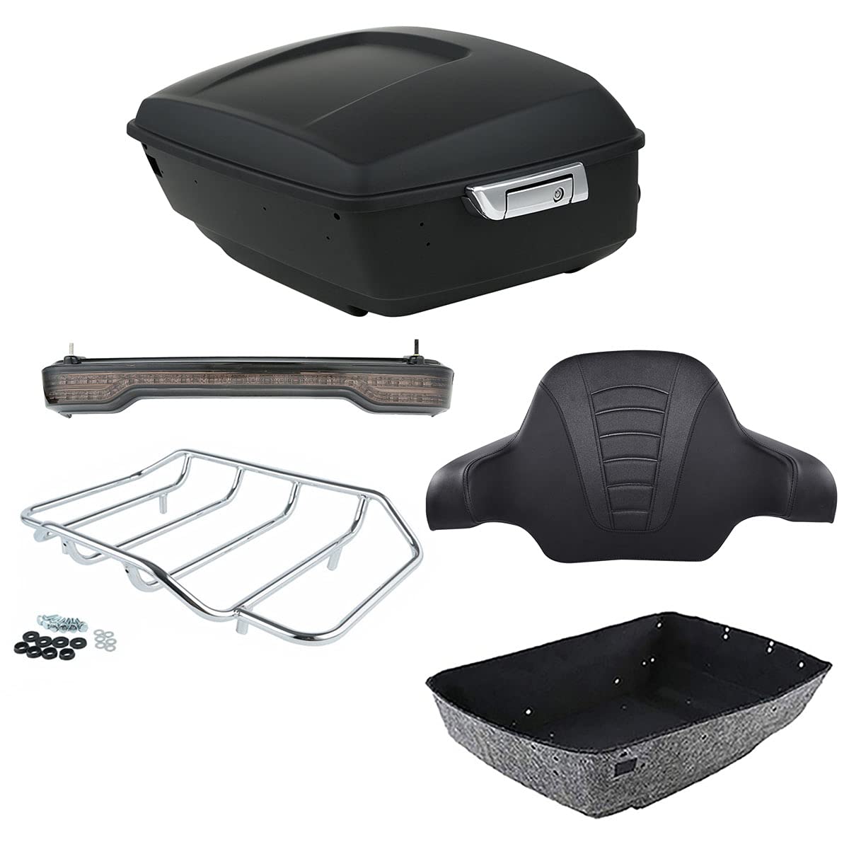 TCMT 13.7" King 2014-2025 Motorcycle Trunk Backrest Pad Top Luggage Rack Mount Rack Fit For Harley Trunk Touring CVO Road King Road Glide Street Glide Electra Glide Ultra Limited Pack