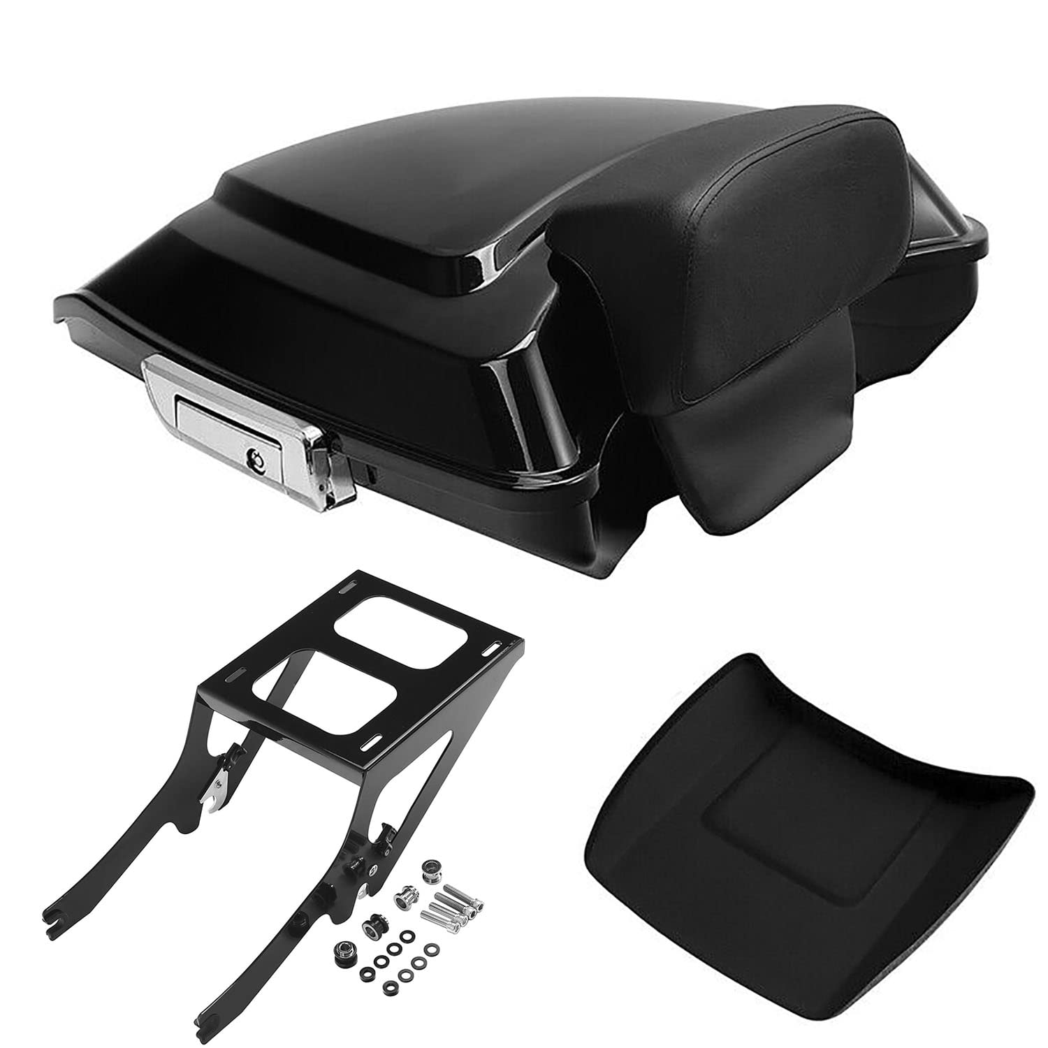 TCMT 5.5" Razor Motorcycle Trunk Box Backrest Pad Mounting Rack Fit For Harley 2014-2025 Touring Road King Street Road Electra Glide Pack