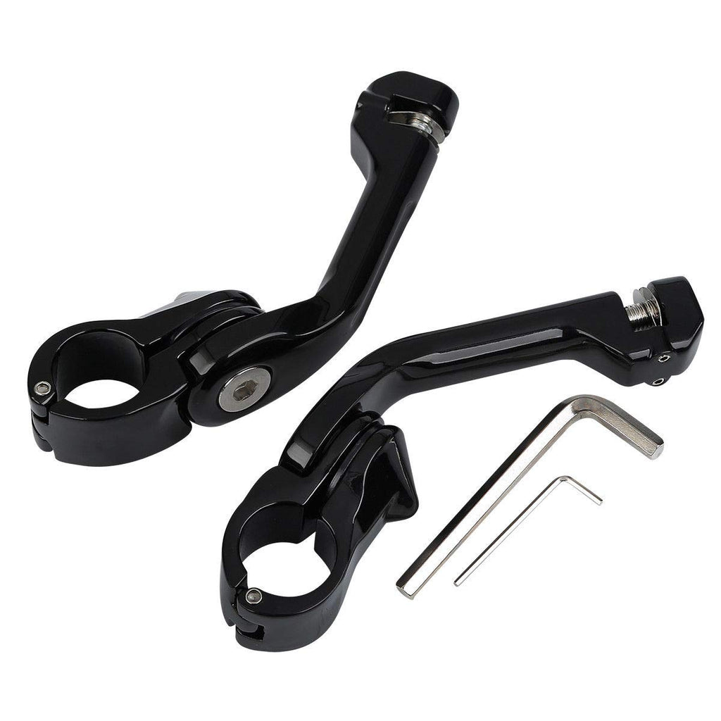 TCMT 1-1/4" 1.25" 32mm Black Long Angled Highway Engine Guard Foot Pegs Kit Fits For Harley Touring Road King Street Glide Road Glide Electra Glide Softail Sportster Dyna with 1.25" Engine Guards