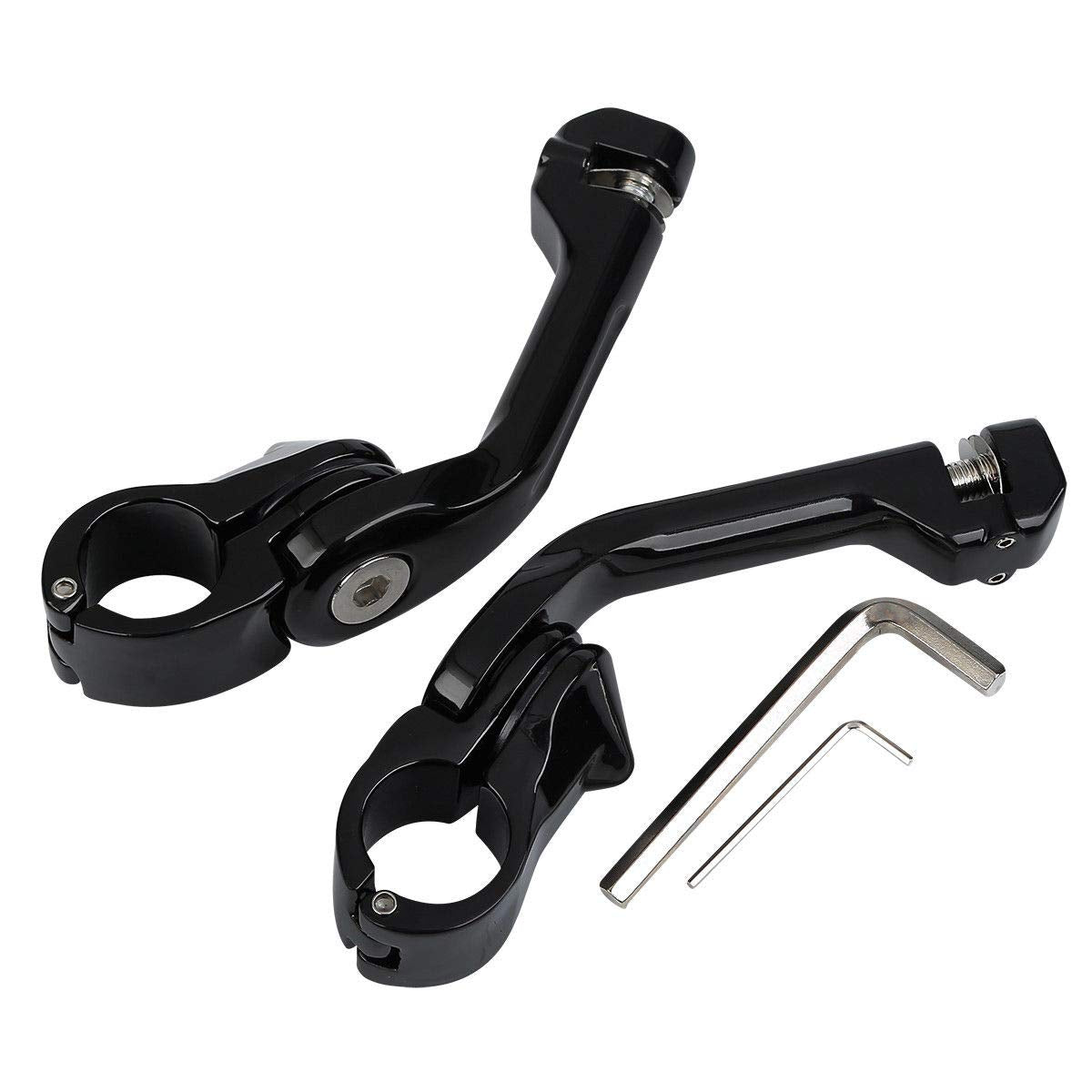 TCMT 1-1/4" 1.25" 32mm Black Long Angled Highway Engine Guard Foot Pegs Kit Fits For Harley Touring Road King Street Glide Road Glide Electra Glide Softail Sportster Dyna with 1.25" Engine Guards