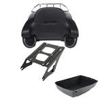 TCMT 13.7" King Motorcycle Trunk Box Wrap-Around Backrest 2 Up Mounting Rack Fit For Harley 2014-2025 Touring CVO Road King Road Glide Street Glide Electra Glide Pack