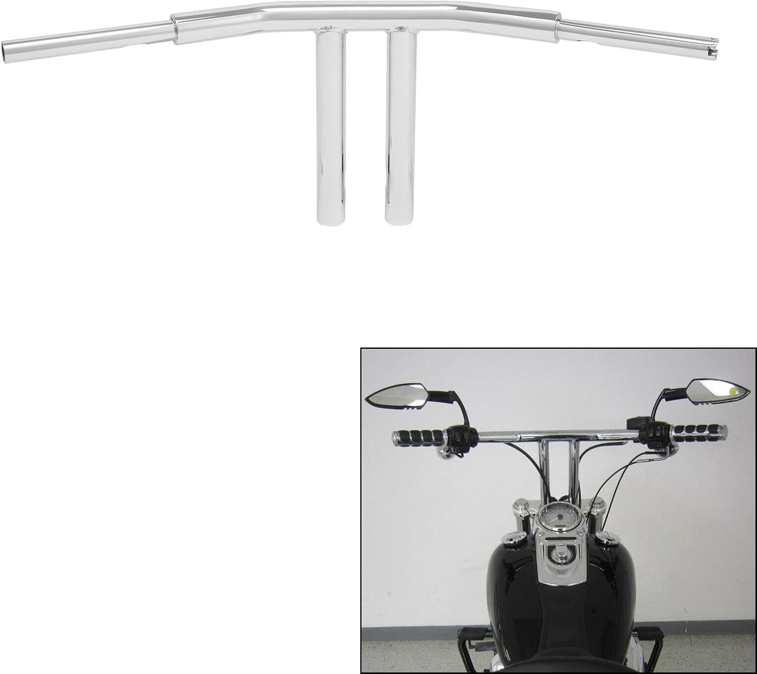 TCMT 12" Rise T-Bar 1.5" Fat Handlebar Fit For Harley Softail Fat Bob Fat Boy Heritage Classic Low Rider Street Bob Sport Glide Breakout Deluxe 2018-2023