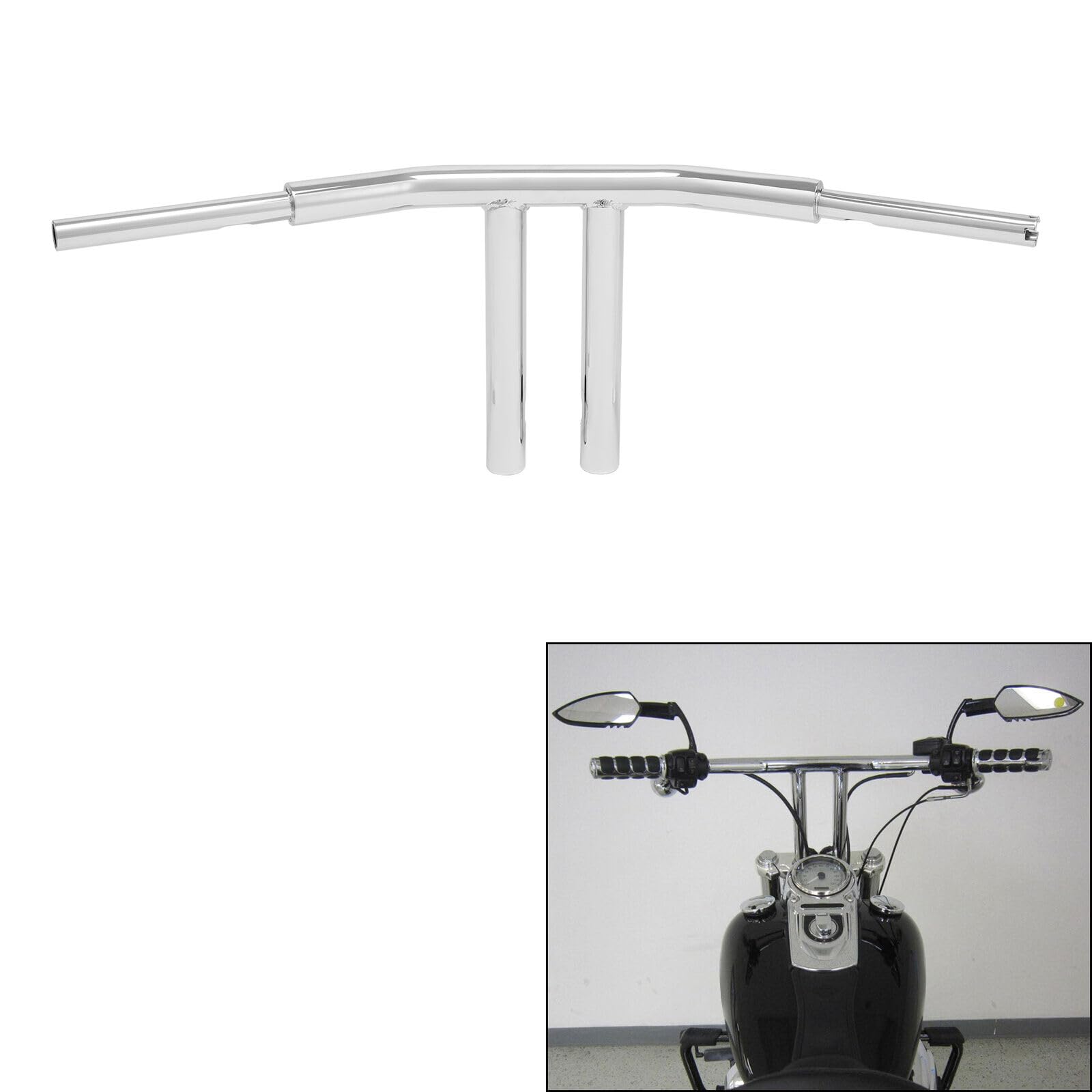 TCMT 8" Rise T Bars Handlebar 1.5" Fat Fit For Harley Softail Fat Bob Fat Boy Heritage Classic Low Rider Street Bob Sport Glide Breakout Deluxe 2018-2023