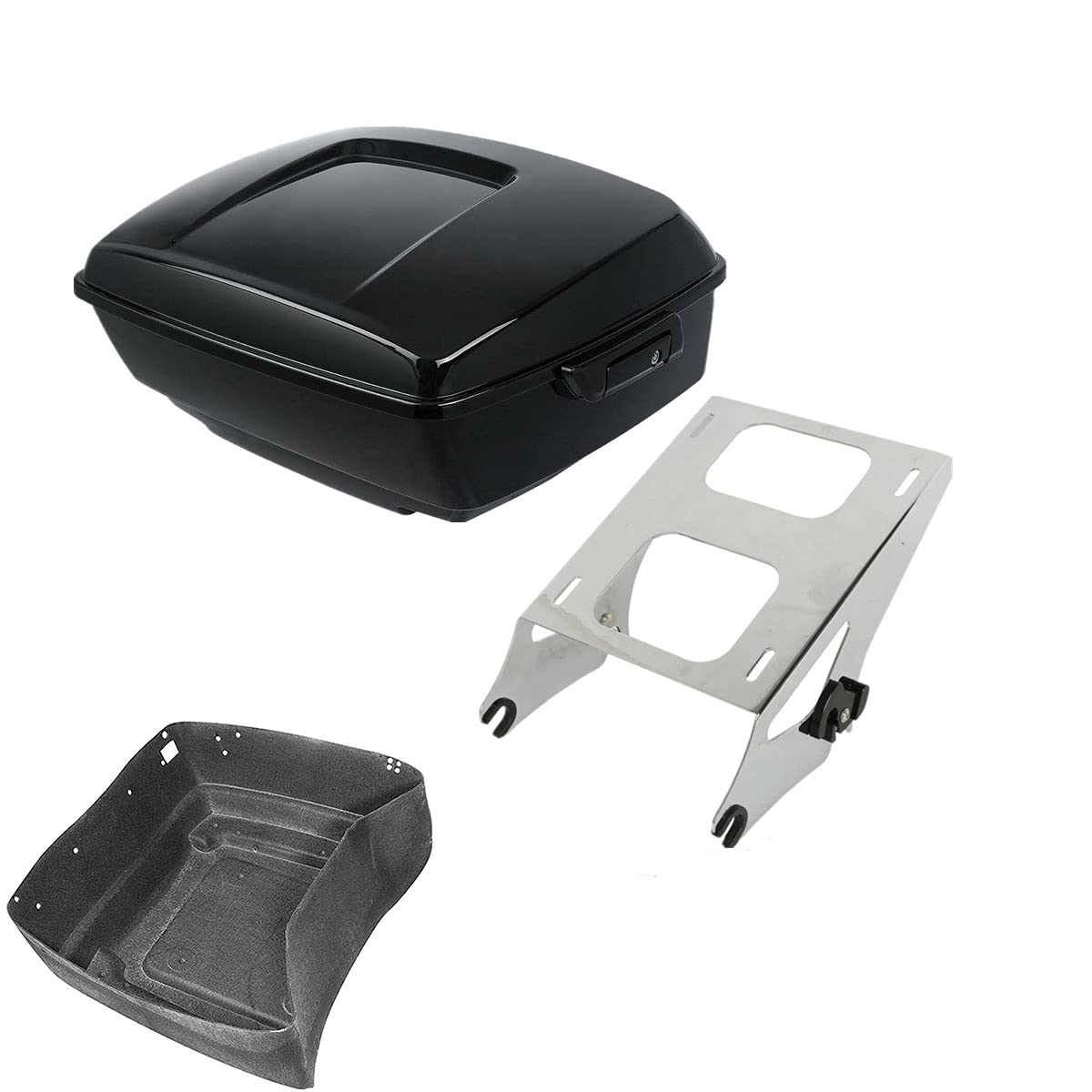 TCMT 13.7" King Motorcycle Trunk Backrest Pad Luggage Rack Two Up Mount Rack Base Plate Docking Fit For Harley 2014-2025 Touring CVO Road King Road Glide Street Glide Electra Glide Pack