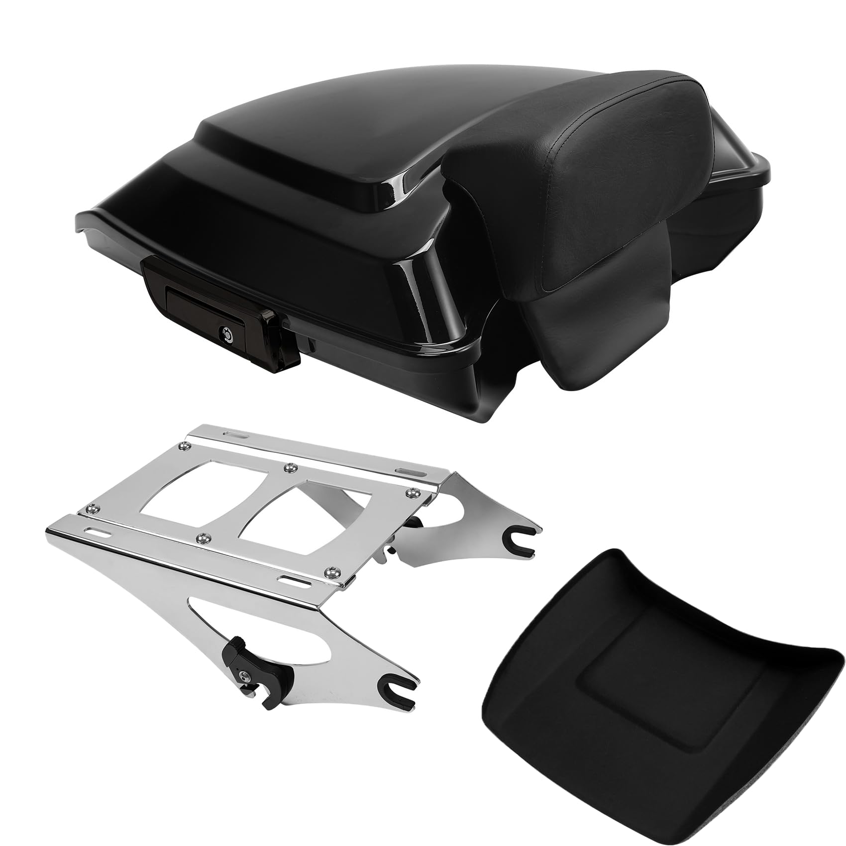 TCMT 5.5" Razor Motorcycle Trunk Box Backrest Pad Mounting Rack Fit For Harley 2014-2025 Touring Road King Street Road Electra Glide Pack