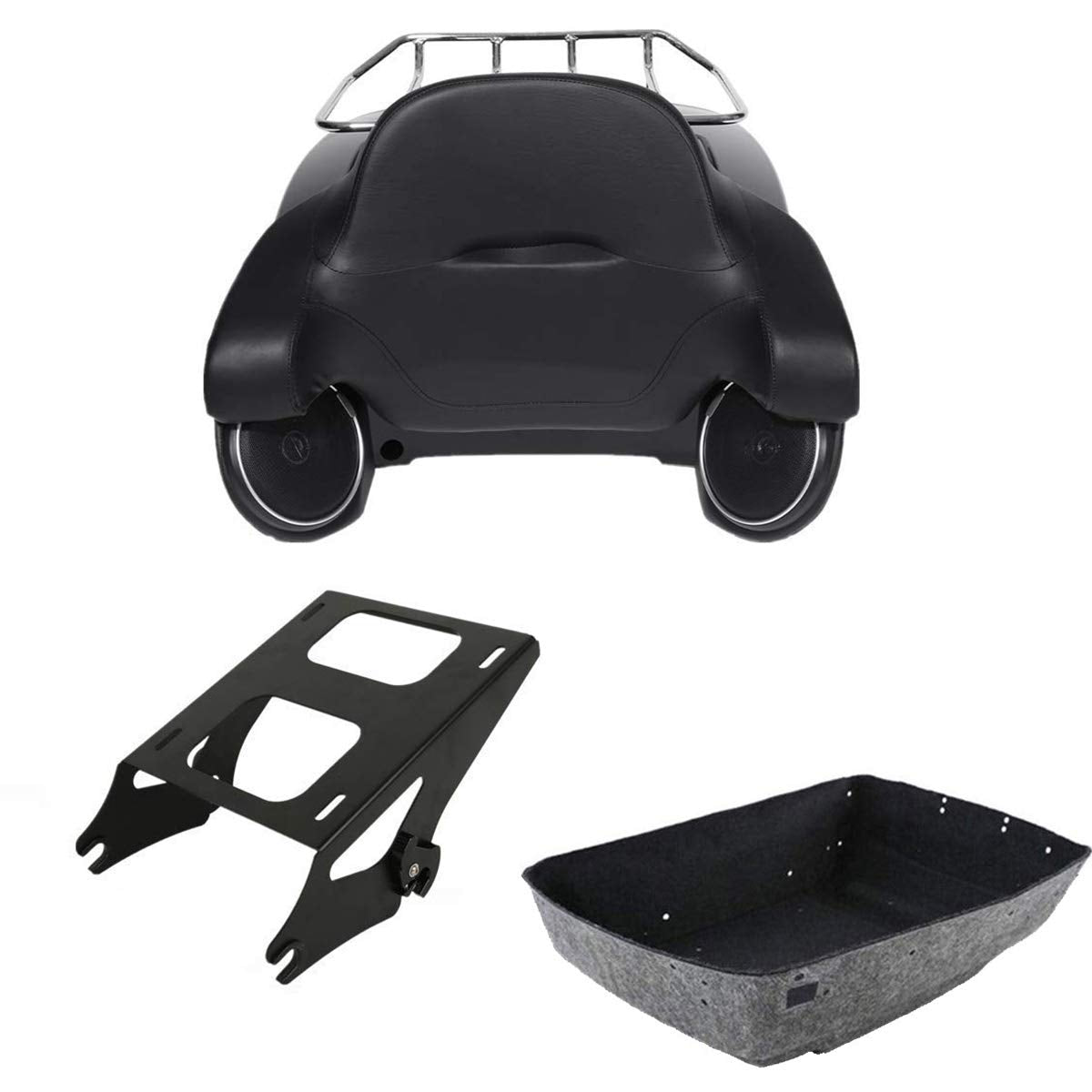 TCMT 13.7" King 2014-2025 Motorcycle Trunk Backrest Pad Luggage Rack Speakers Taillight Fit For Harley Trunk Touring CVO Road King Road Glide Street Glide Electra Glide Pack