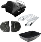 TCMT 13.7" King Motorcycle Trunk Box Backrest Luggage Rack 2 Up Rack Speakers Fit For Harley 2014-2025 Touring CVO Road King Road Glide Street Glide Electra Glide Pack